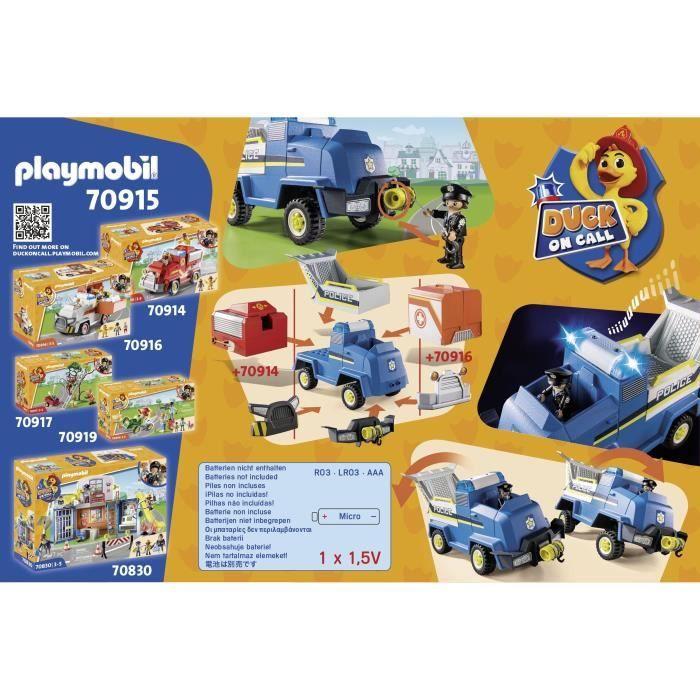 PLAYMOBIL - 70915 - DUCK ON CALL - Véhicule De Police - Avec 2 Personnages Et 1 Mini Voiture De Police