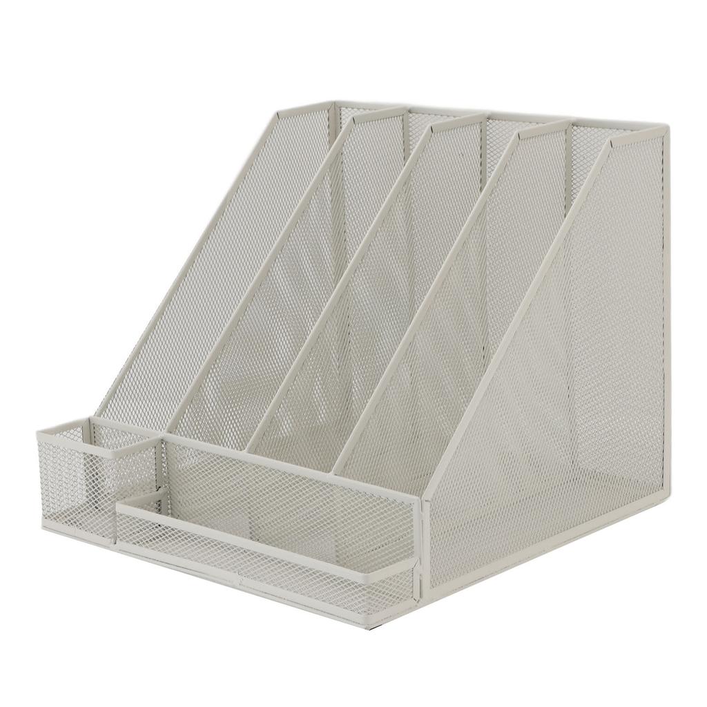 Desktop File Organizer Iron Mesh White Multi Layer Vertical File Folder Organizer for Study Office