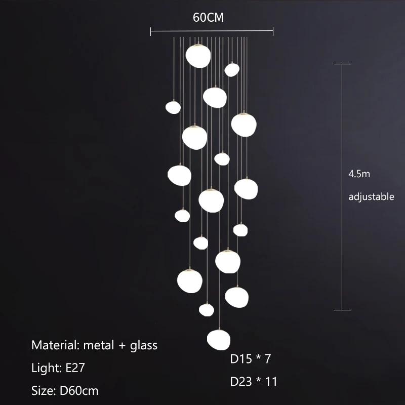 Nordic Minimalist Staircase Chandelier Bubble Glass Light Luxurious Living Room Family Kitchen Restaurant Celing Pendant Lamp
