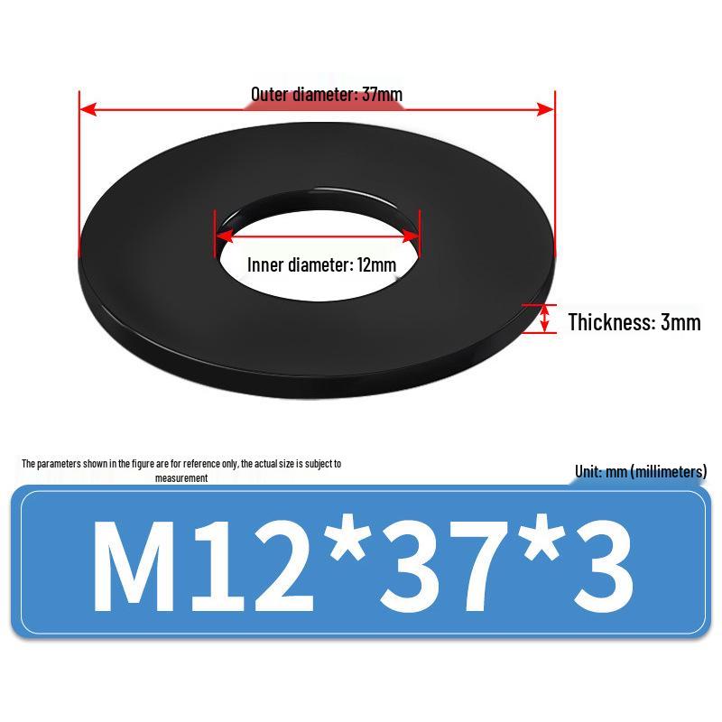 8.8 Grade Black Hardened High-Strength Oversized Flat Metal Spacer Washer (M2-M8)
