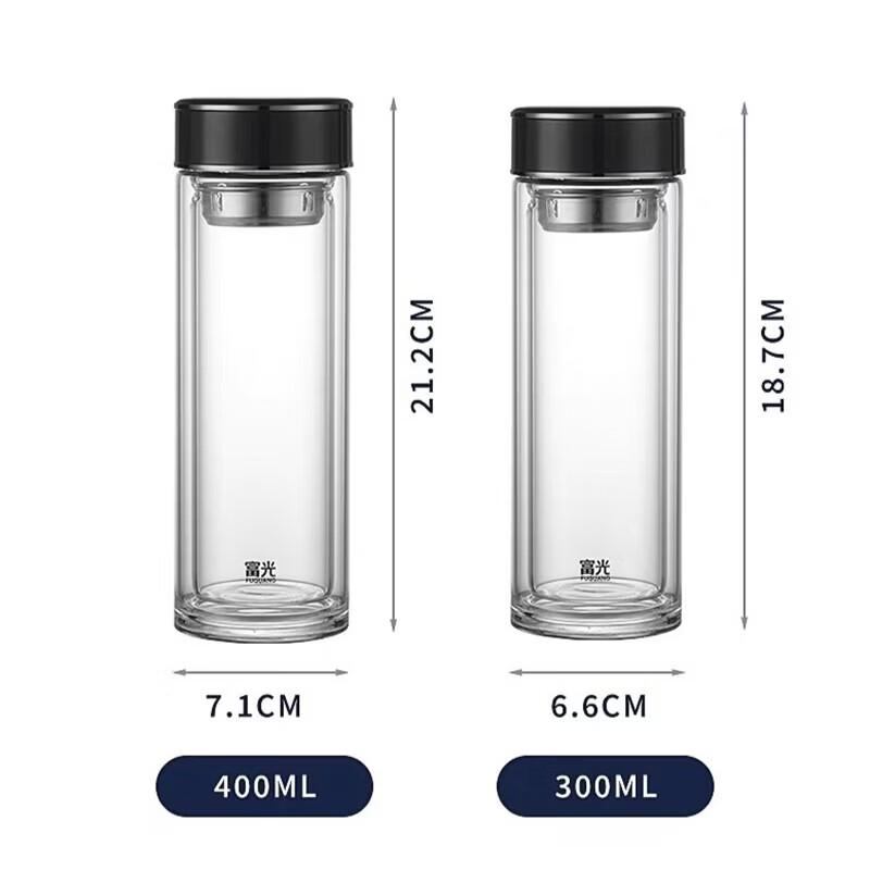 FUGUANG Double-Layer Borosilicate Glass Tea Infuser Cup