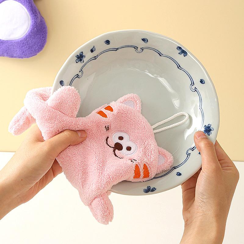 

1 шт., милые мультяшные полотенца для рук с изображением животных, коралловые бархатные впитывающие воду салфетки для детей