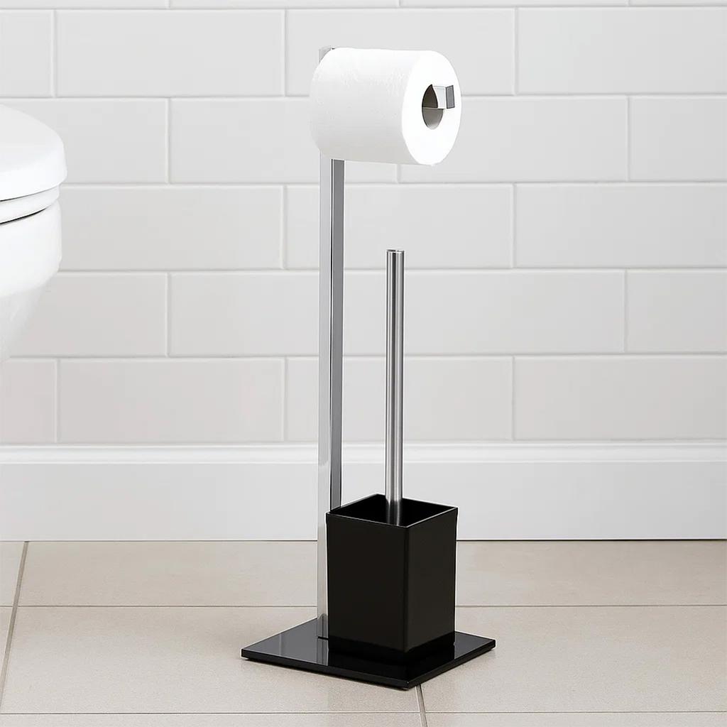 Elegant Bathroom Stand Made of Glass and Metal