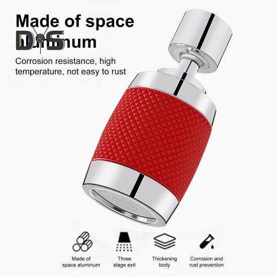 360-Grad-Schwenkhahnverlängerung mit einstellbaren Wasserflussmodi Spritzwassergeschützter Küchenhahnbelüfter