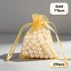 100 stk Bryllup Julegaveposer Organza Gavepose Snoreposer Til Slik Smykker Pose Pakning