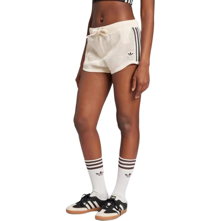 

adidas Womens Premium Crochet Sprinter Shorts Wonder White Women Streetwear JD1078 XL