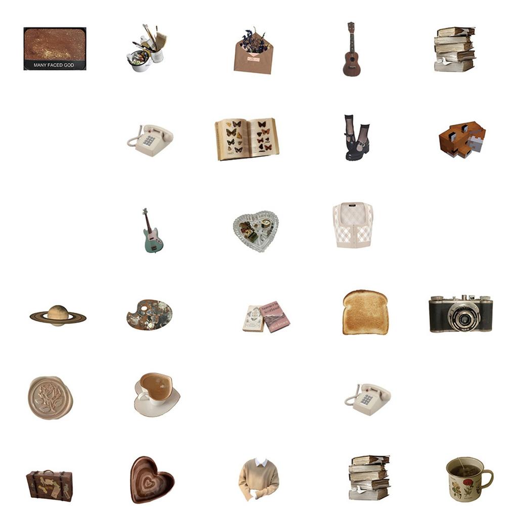 60pcs Cute Vintage Stickers Cartoon Decals DIY Guitar Fridge Skateboard Travel Suitcase Car Sticker