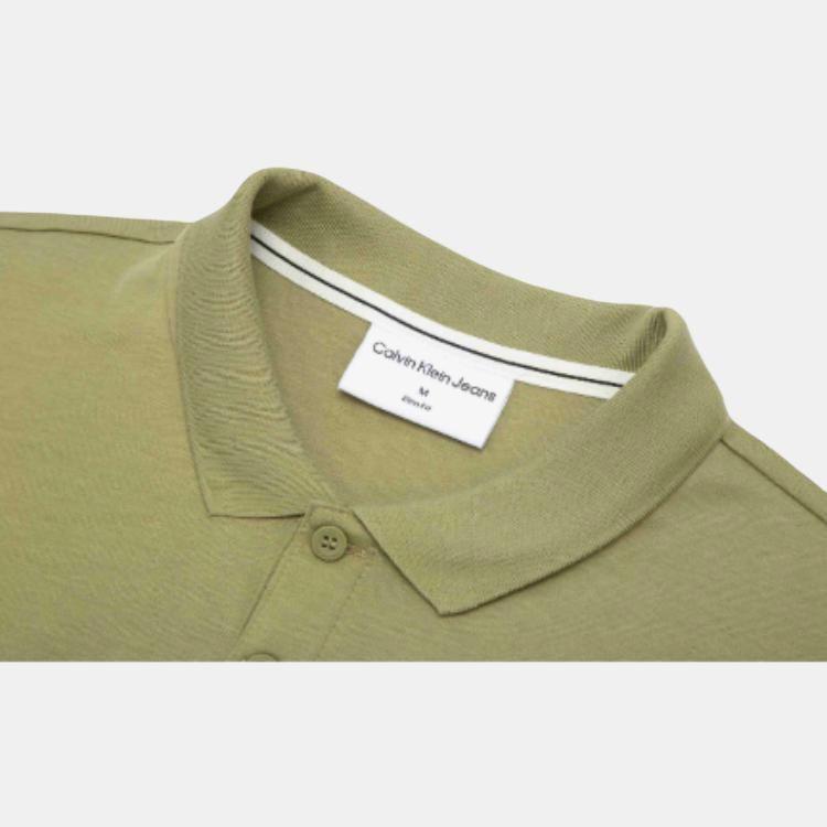 Calvin Klein Gummiertes Logo Atmungsaktiver Kragen Kurzarm Poloshirt Herren Oberteile Dunkelgrün J320088-L9F