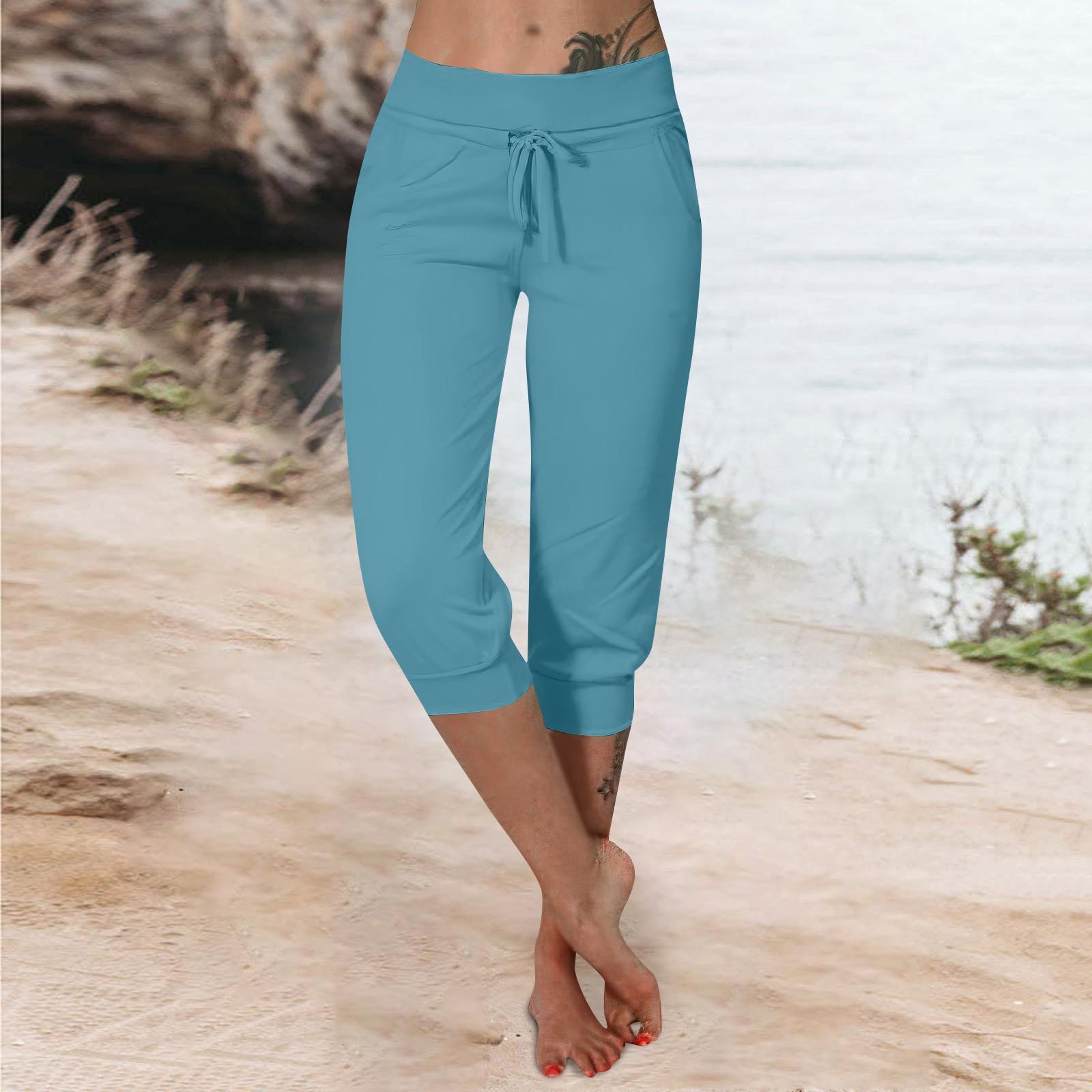 

Брюки для женщин, укороченные шорты для женщин, летние новые повседневные эластичные модные повседневные брюки XL светло-фиолетовый