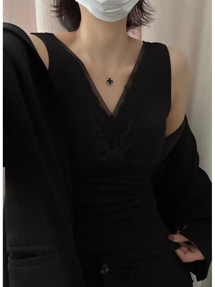 

Forest Color Autumn/Winter Slimming Heat-Generating Seamless Push-Up Vest in Cashmere Lace M 80-120 jin чорний