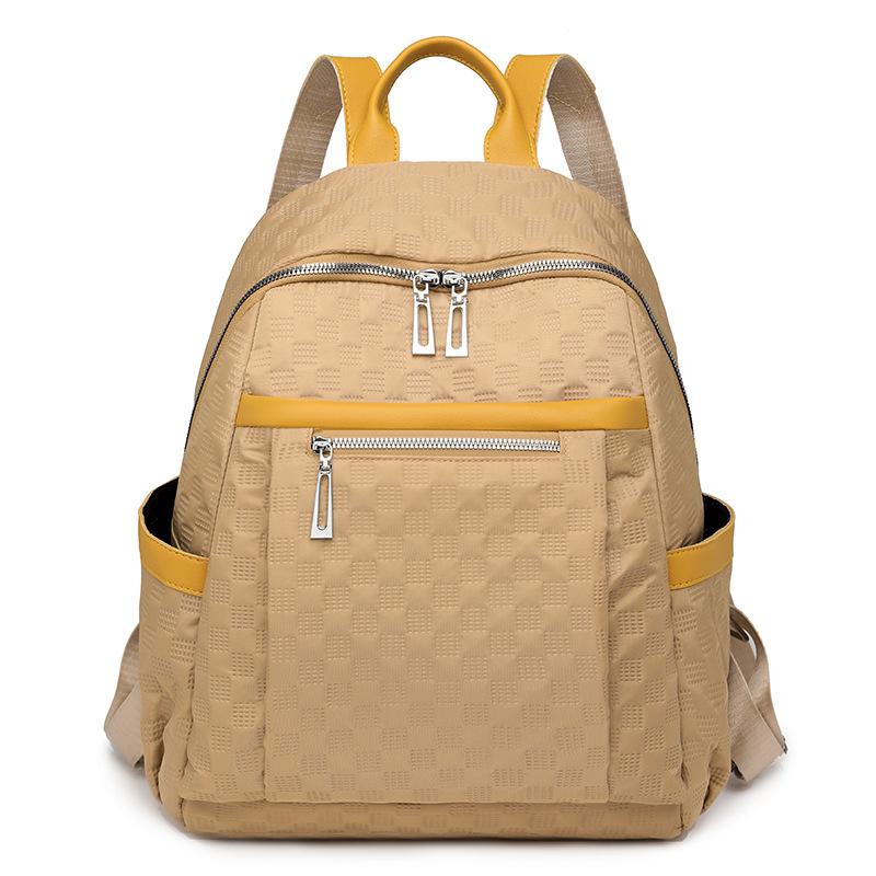 

Женский рюкзак большой вместимости с цветными блоками, дорожный рюкзак, сумка через плечо для поездок на работу хаки