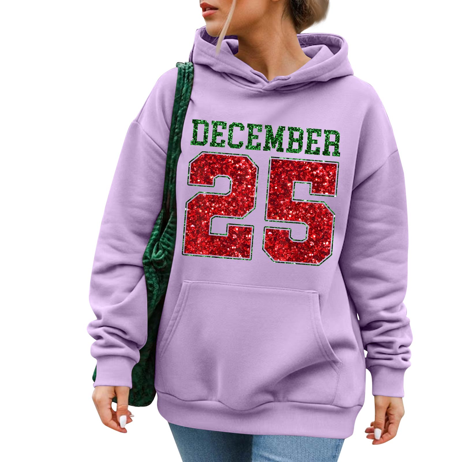 

Женская модная повседневная толстовка с длинным рукавом, принтом и круглым вырезом M фиолетовый