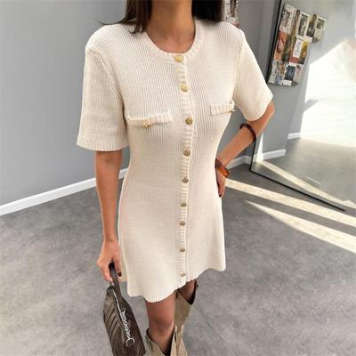 Vestito estivo in maglia da donna, moda da strada, a maniche corte, mini abiti aderenti, da donna, per le vacanze, alla moda, a vita alta, per feste, sexy, elegante, abito da sera
