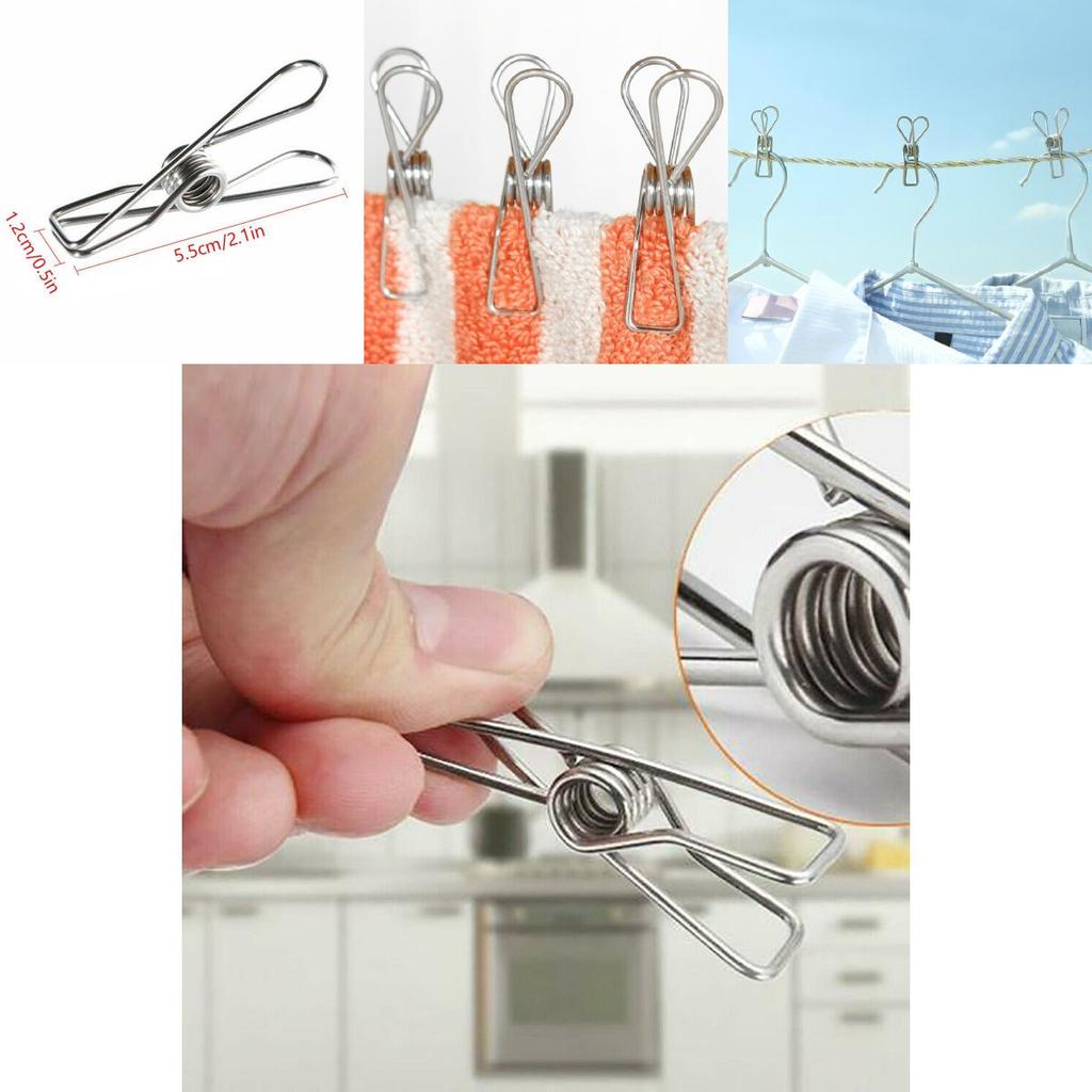 Durable And Rustproof 20x Stainless Steel Clothes Pegs For Strong Laundry Grip And Compact Storage