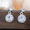 Luxury Brilliant Sliver Color Halo Full of Zircon Geometric Circle Dangle Earrings for Women Bride Engagement Wedding Jewelry