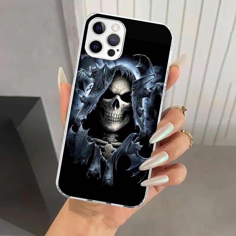 Reaper Skull Skeleton Gun Phone Case for Iphone 17 Air 16 15 Plus 14 13 Mini 12 11 Pro Max 16E 7 8 SE 2020 Soft Funda Print Shel