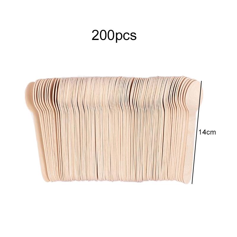 100/200pcs Disposable Wooden Fork and Spoon 14cm for Tasting Sampling Yogurt Ice Cream Dessert Forks Spoons Party Supplies TMZ