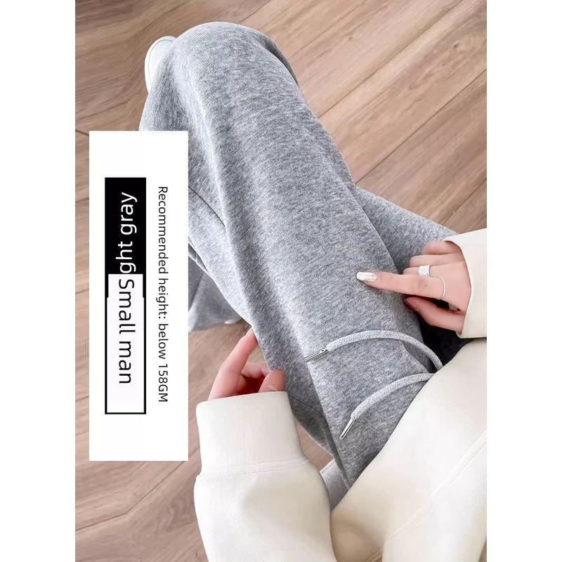 

Весенне-осенние повседневные серые спортивные брюки из чистого хлопка с высокой посадкой и зауженным кроем Gray [Not Fleece-lined] Little Man XL