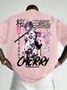 Japanese Style Anime Cherry Blossom Graphic Tee Casual Tops 100 Cotton Unisexs Tshirt Summer Breathable Comfortable Streetwear