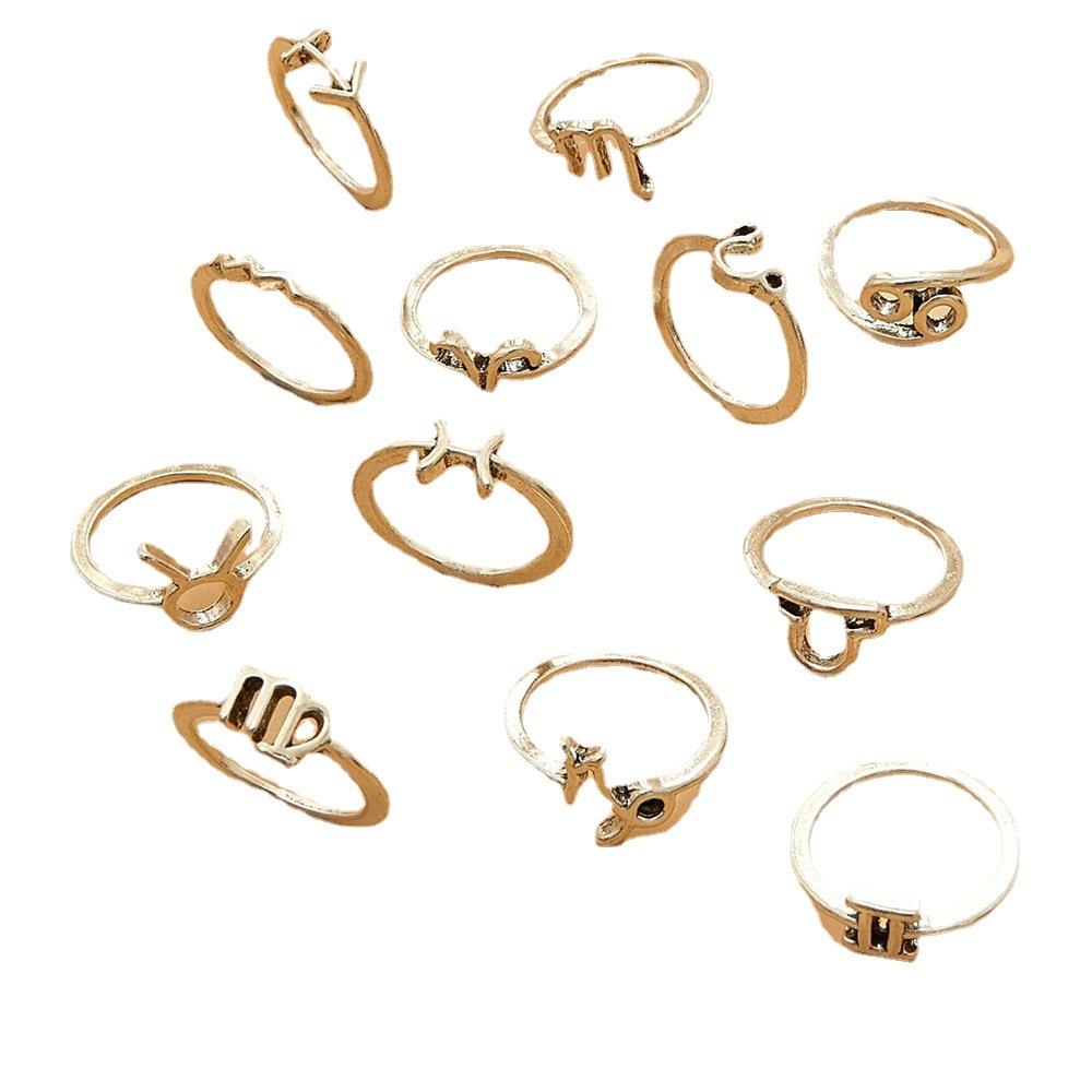 New Twelve Constellations Ring Set, Creative Personalized Joint Women's Trend Ring Jewelry
