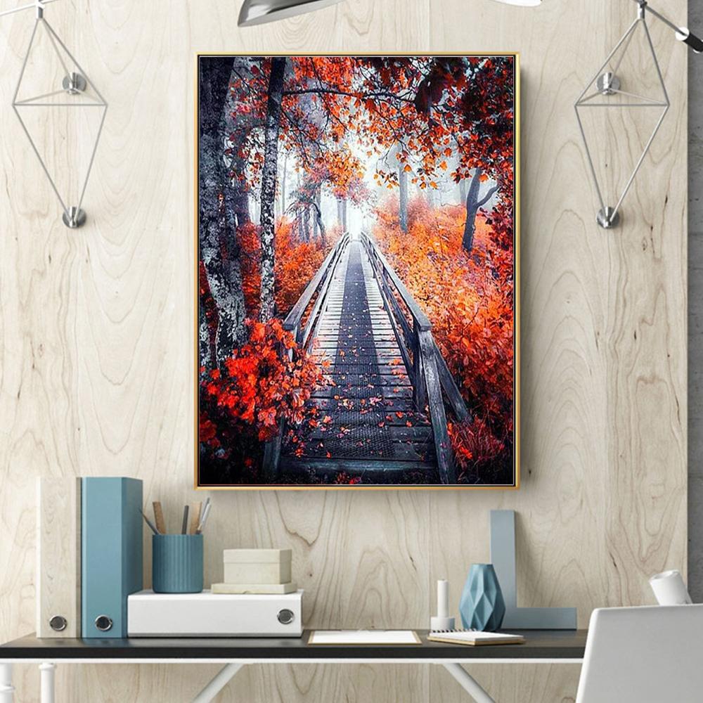 5D Diamond Painting New Arrivals Tree Bridge Full Square Round Embroidery Mosaic Landscape Home Decor