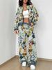 Retro Pattern Autumn And Winter New European And American Women'S Clothing Rose Printing Suit Women