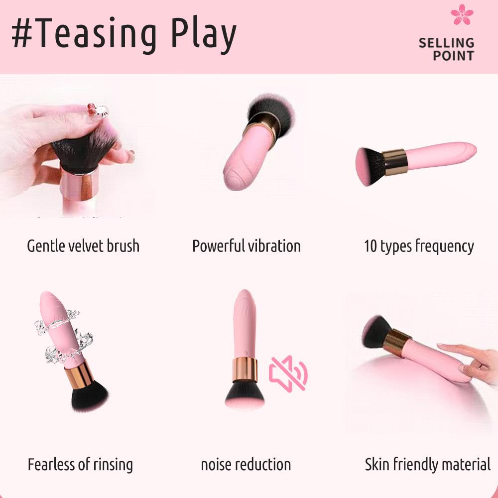 Soft Makeup Brush Vibrator 10 Vibrating Modes Silicone Bullet Vibration Nipple Clitoris Massager Stimulator Sex Toys for Women
