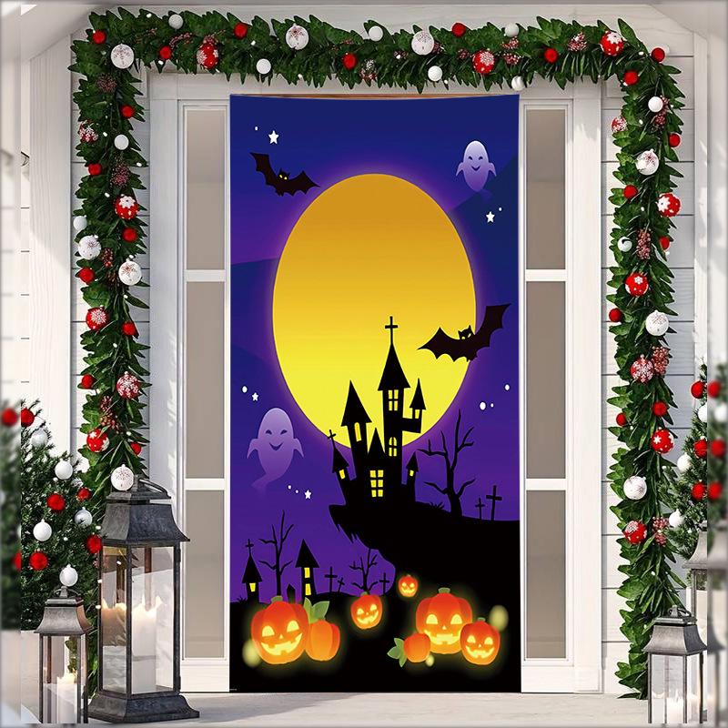 Stretch Fabric Christmas Door Tapestry - Santa Claus Gift Background for Holiday Parties