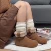 Winter Plush Boots Women's Round Head Retro Fluffy Short Boots Flat Cotton Shoes Warm Plush Snow
