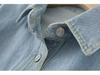Women's Washed Blue Denim Shirt Jacket with Pocket Embellishments - European & American Style, Autumn Collection