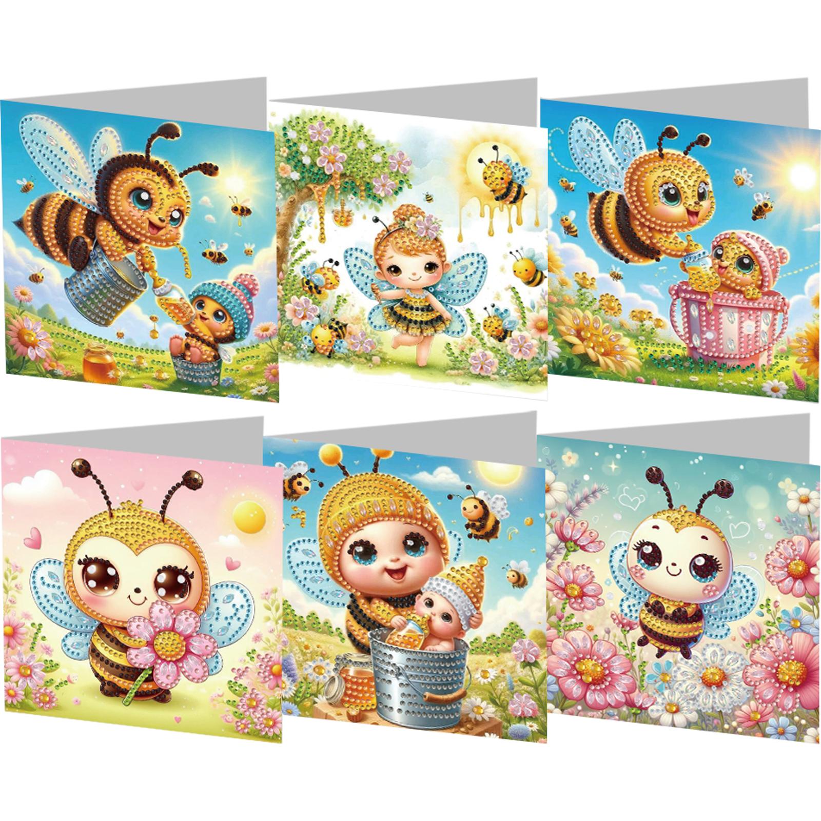 

6Pcs Animals Rhinestone Painting Card Kit Diamond Drawing Card Diamond Painting Greeting Card for Family Friends Gift