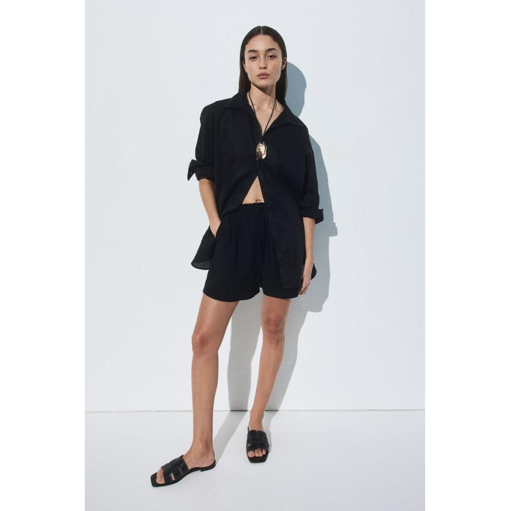 

Шорты без застежек из льняной смеси HM, черные