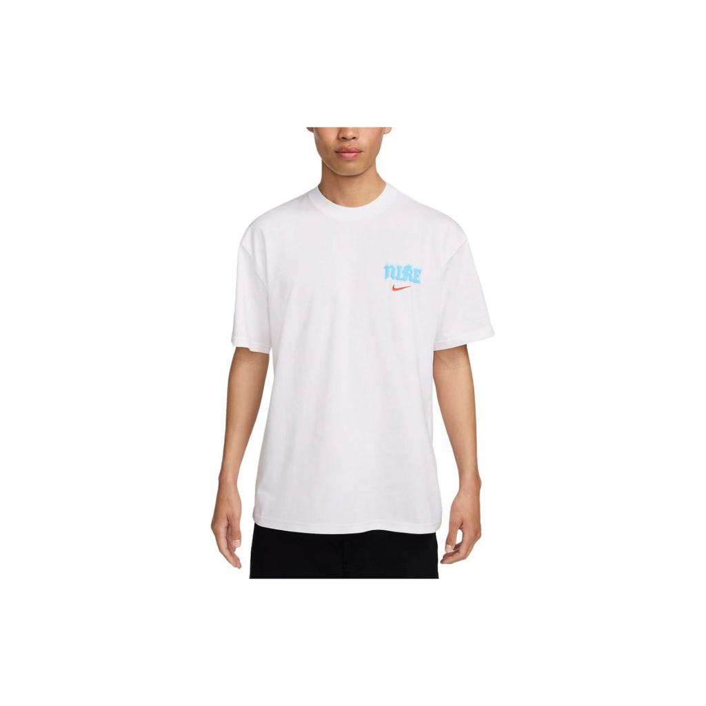 Nike Letter Print Crew Neck Straight Casual Short Sleeve T-Shirt Men Tops White FZ5386-100