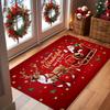 1pc Santa‑Reindeer‑Sleigh‑"The‑Most‑Wonderful‑Time‑of‑the‑Year" Print Welcome Doormat, Washable Winter Indoor Floor Mat