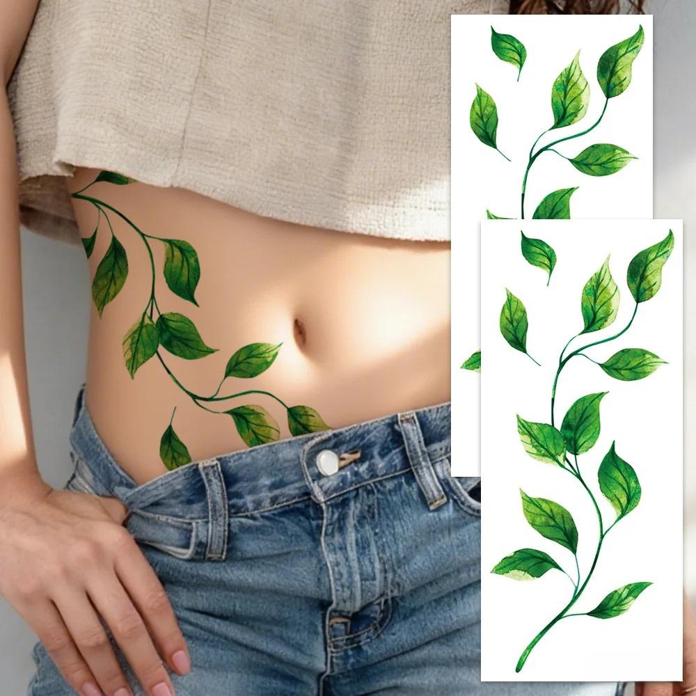 Große Realistische Weinranken Tattoos 2 Bögen - Wasserdichte Blatt Körperkunst Aufkleber Für Frauen, Party & Events