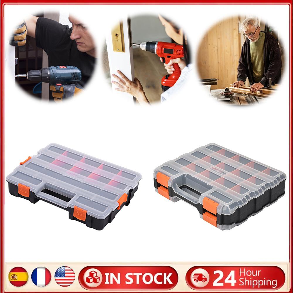 Double Side Tools Box Organizer Hardware Storage Box Portable Tool Box Hardware Tool Arrangement Box for Screws Nuts Small Parts