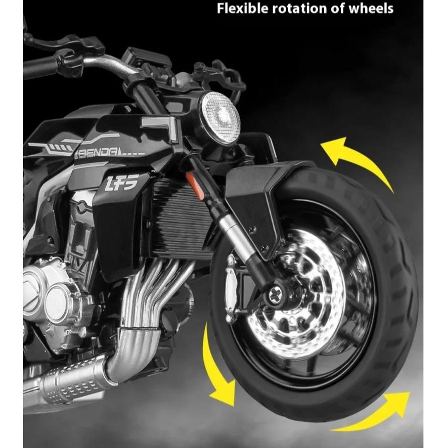 1/12 Scale TANG KNIFE LFS700 Motorcycle Model Alloy Diecast Model Sound & Light Series Children Toy Kids Gift Birthday Present