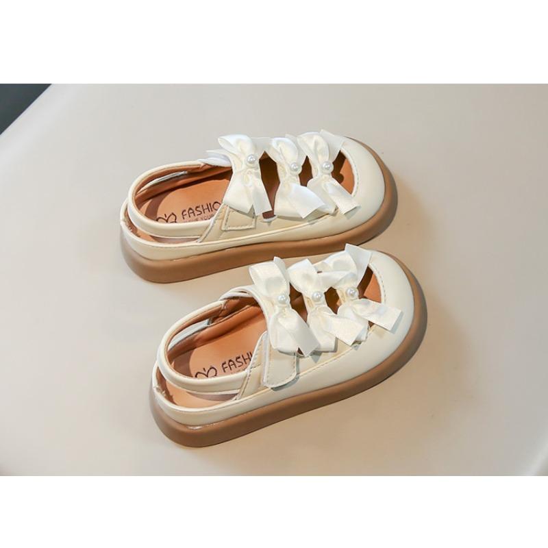Summer new style kids' shoes, sweet bow princess shoes for little girls, Korean-style chic trendy girls' semi-open sandals