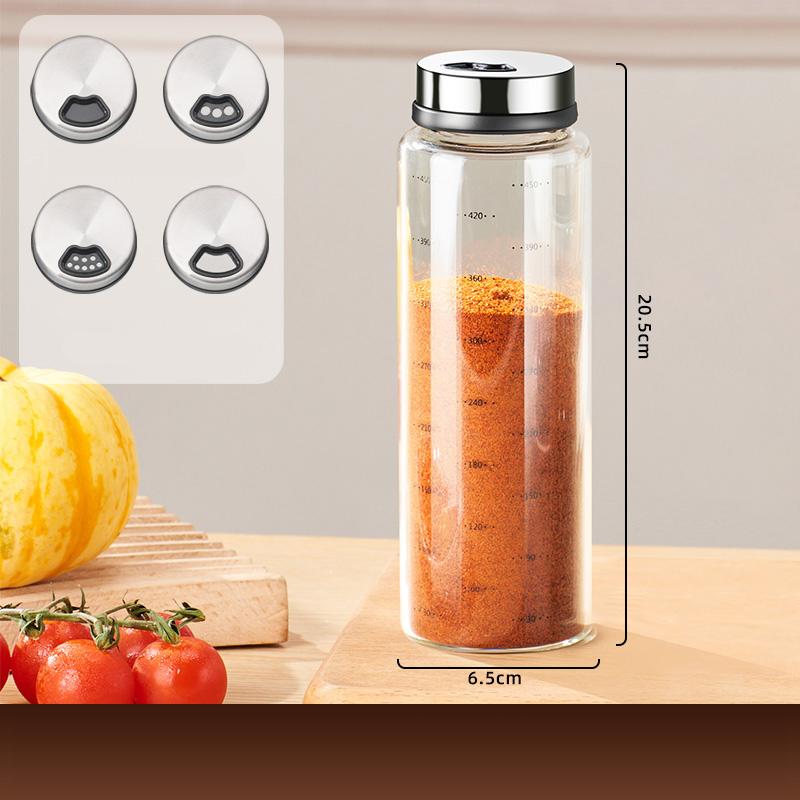 GIANXI 200ML/500ML High Borosilicate Glass Seasoning Jar Household Transparent Rotating Seasoning Bottle Kitchen Accessories