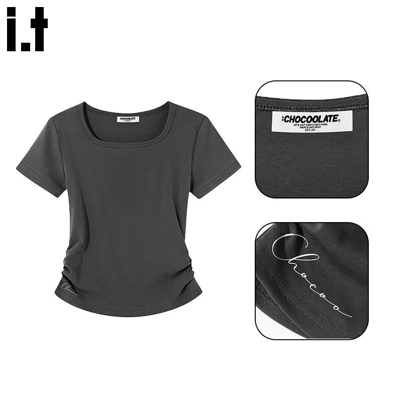 CHOCOOLATEit Women's Cinched Waist Short Sleeve T-Shirt