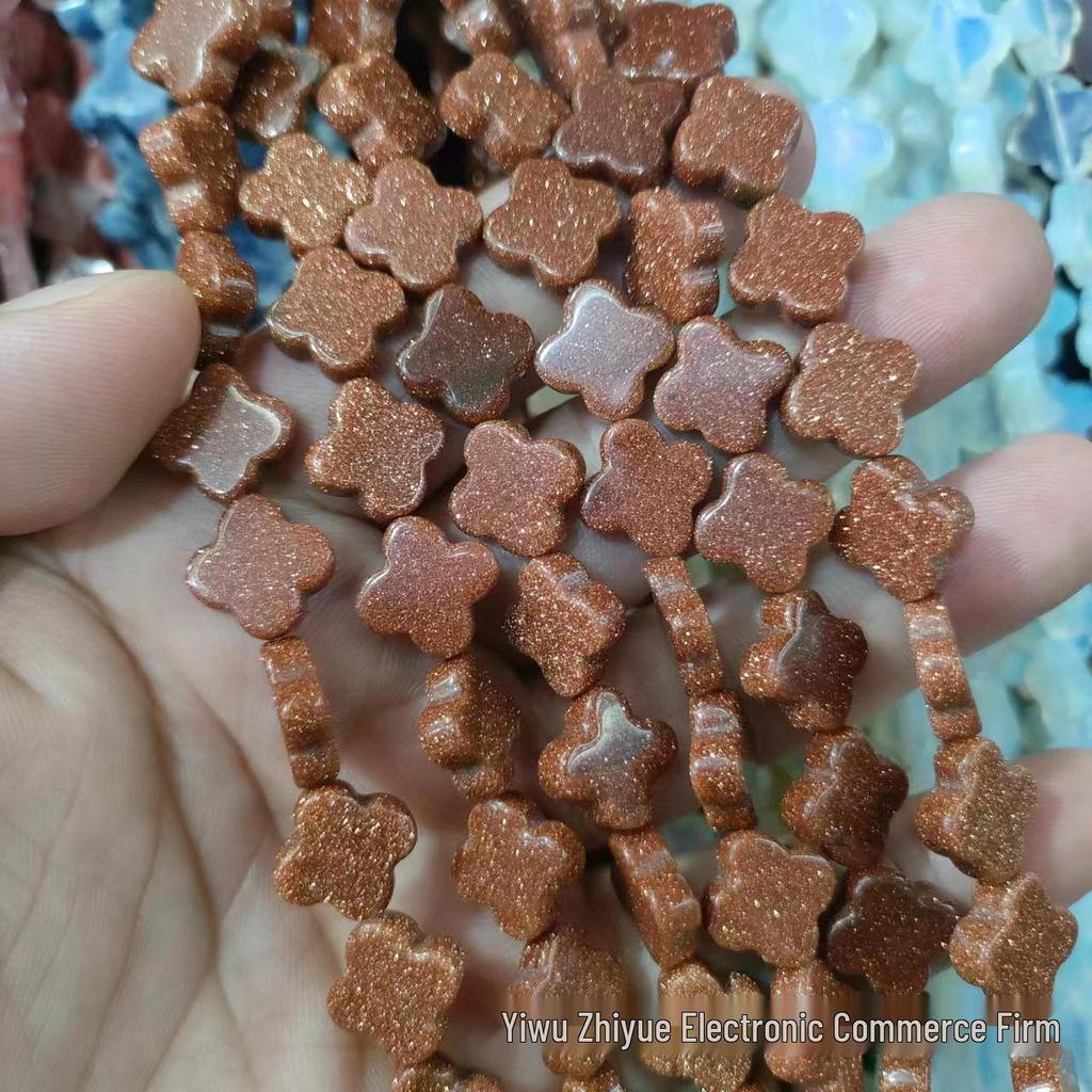 14mm Natural Crystal Agate Four-Leaf Clover Beads for DIY Jewelry