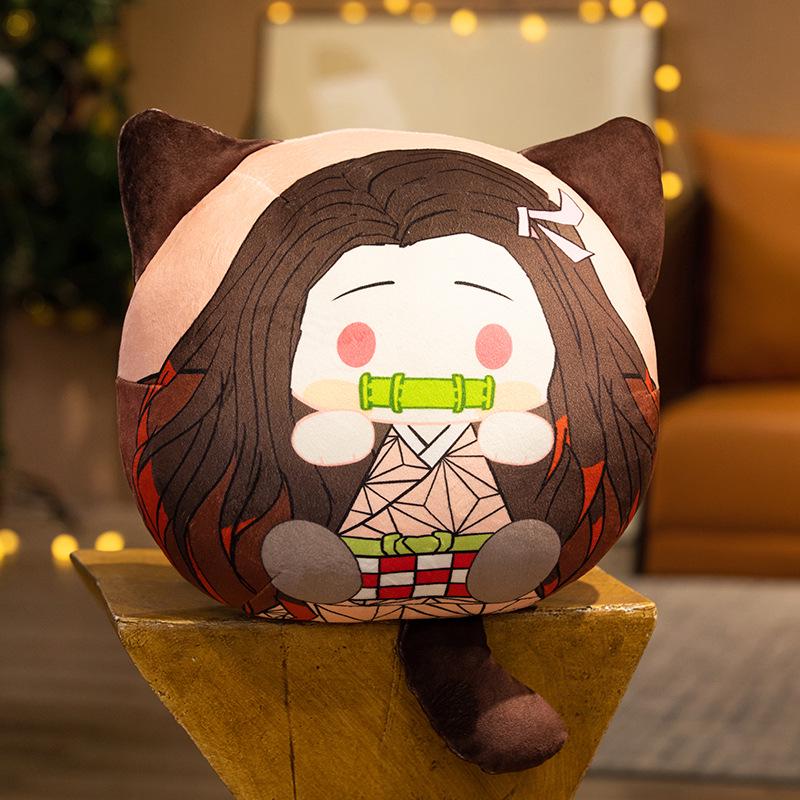 Demon Slayer Plush Pillow & Keychain Set: Tanjiro, Nezuko, Zenitsu, Shinobu, Inosuke