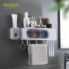 Adhesive Wall-Mounted Toothbrush Holder with Dispenser