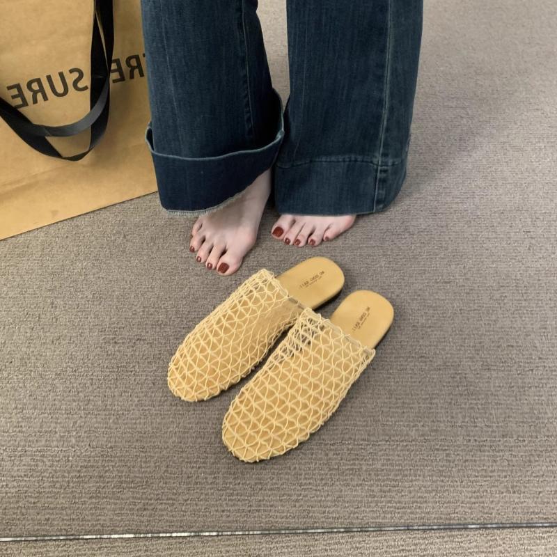 Fashion Fashion Women Fishing Net Sandals Summer New Round Toe Flat Shoes Simple Versatile Women's Slippers Comfort Non Slip Woman Shoes