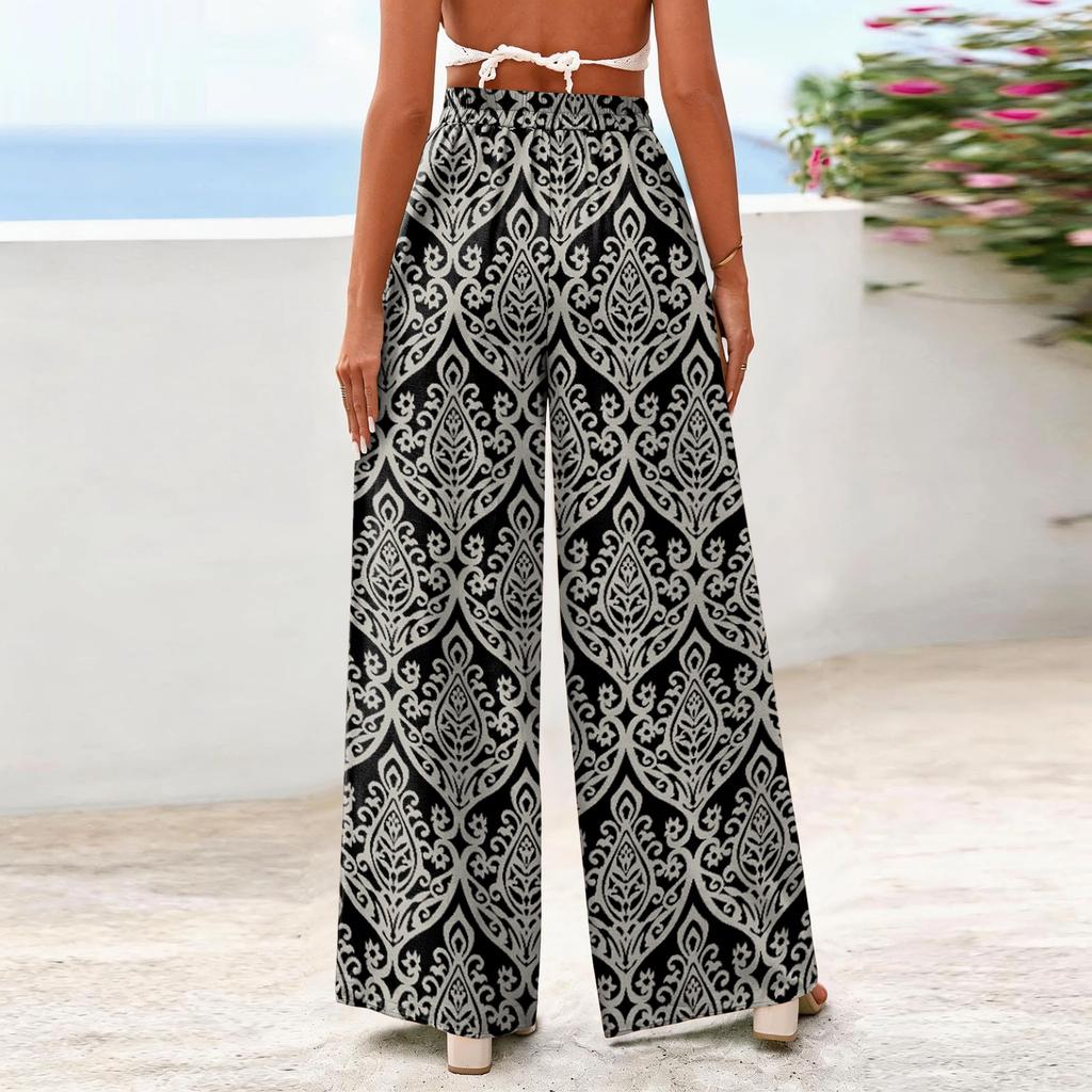 Women's Wide-Leg Casual Flowy Floral Print Pants