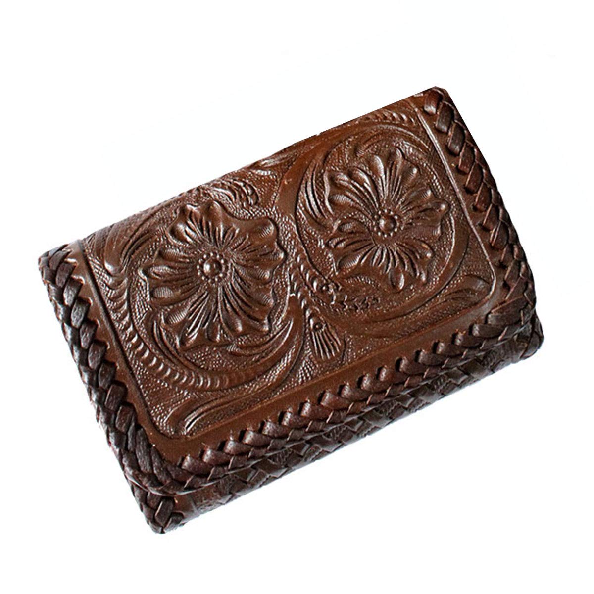 

Key Case Leather Genuine Leather 6 Key Case Handmade Flower Carving Saddle Leather Lace Up Coin Purse Bill Holder [Days Art] темно-коричневого кольору