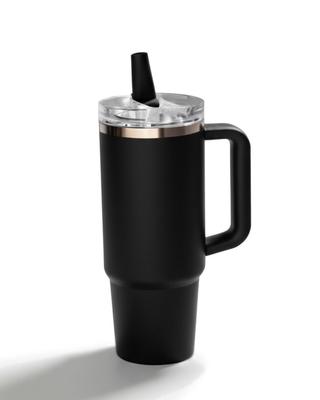 Becher mit großem Vakuum Vollkommen perfekt für den oder das Fitnessstudio Auslaufsicherer Strohhalm, Fassungsvermögen, Deckel, Isoliert, Versiegelt, Büro, Auto, [PANT] (Matt Schwarz, 900ml)