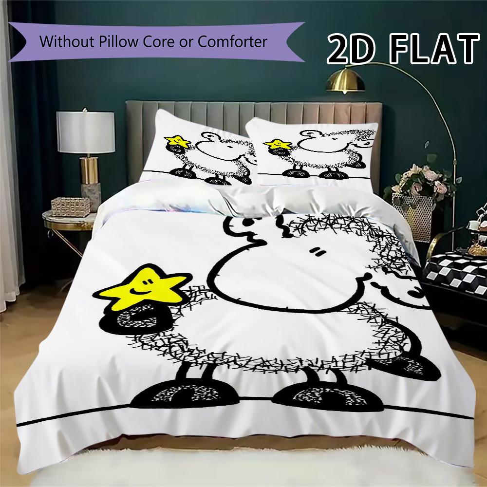 Sheepworld Pattern Bedding Uilt Set Uilt Cover Pillowcase Home Decoration Birthday Gift (1 * Duvet Cover + 2 * Pillowcase Without Core)