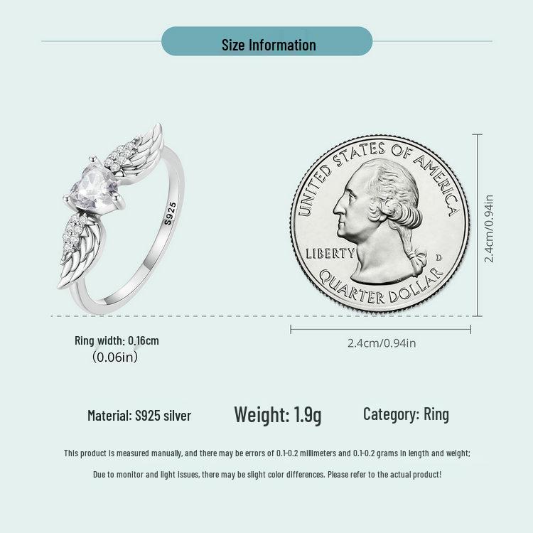 Yin Ziyun Pink Zircon Love Wings Ring & Bracelet, 925 Silver Dreamy Design, SCR874