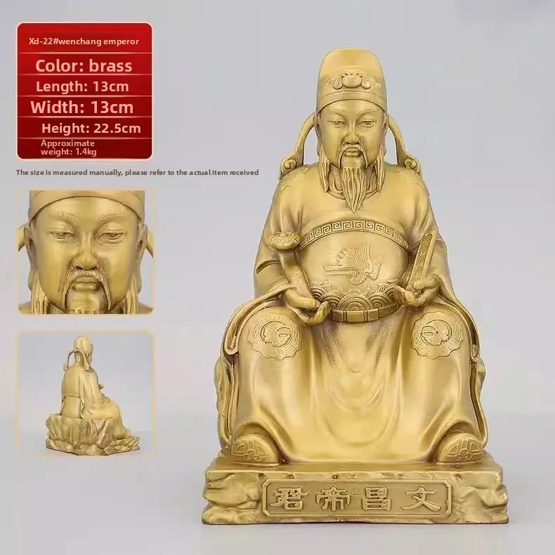 Feng Shui Copper People Wenchang Dijun Statue God of Literature Figurine for Home
